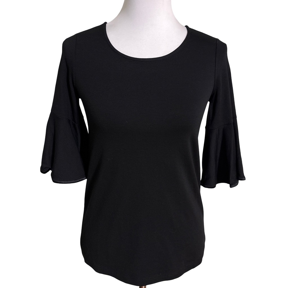 Market & Spruce Black Bell Sleeve Blouse